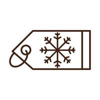 felice buon natale shopping tag fiocco di neve decorazione celebrazione festivo lineare icona style vettore