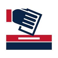 Elezioni degli Stati Uniti mano mettendo la carta di voto nell'urna elettorale campagna elettorale politica piatta design dell'icona vettore