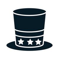 Stati Uniti elezioni bandiera cappello americano campagna elettorale politica silhouette icona design vettore