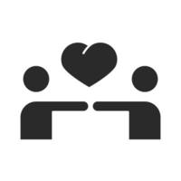 le persone insieme amano la comunità del cuore e l'icona della silhouette della partnership vettore