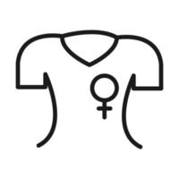 maglietta icona movimento femminismo con segno di genere pittogramma diritti femminili stile linea vettore