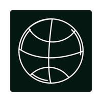 icona del blocco e della linea dell'attrezzatura della palla da basket sportiva vettore