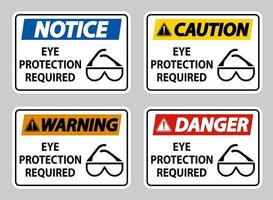 protezione degli occhi richiesta su sfondo bianco vettore