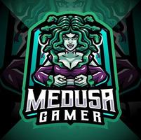 design del logo della mascotte di medusa gamer esport vettore