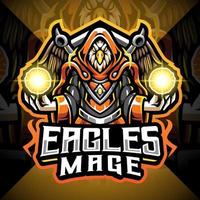 logo mascotte esport mago aquile vettore