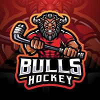 logo della mascotte di tori hockey esport bull vettore