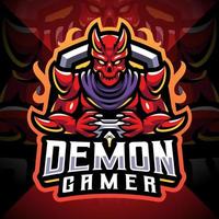 demone gamer esport logo mascotte design vettore