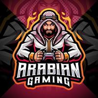 design del logo della mascotte esport di gioco arabo vettore