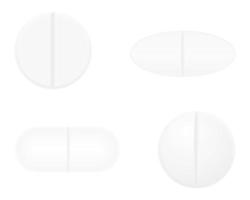 pillole mediche compresse per il trattamento di malattie illustrazione vettoriale stock isolato su sfondo bianco