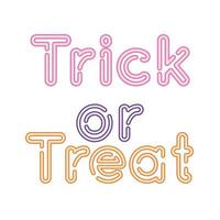 halloween dolcetto e scherzetto parole icona stile neon vettore