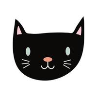 icona di stile piatto testa nera gatto di halloween vettore
