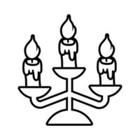 Lampadario con icona di stile linea di candele vettore