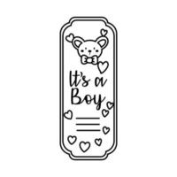 carta cornice baby shower con koala e scritte in stile linea ragazzo boy vettore