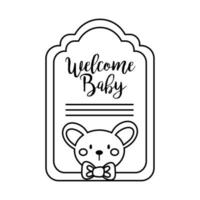 carta cornice baby shower con koala e linea scritta di benvenuto baby baby vettore