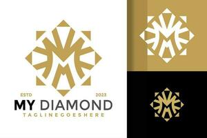 lusso lettera m diamante logo design vettore simbolo icona illustrazione
