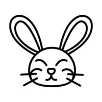 carino testa coniglio animale sfondo bianco icona stile lineare vettore