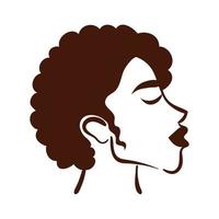 giovane donna afro con i capelli corti stile silhouette vettore