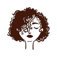 giovane donna afro con i capelli lunghi silhouette style vettore