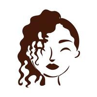 giovane donna afro con fiocco per capelli stile silhouette vettore