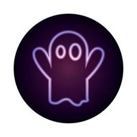 felice halloween personaggio fantasma raccapricciante dolcetto o scherzetto festa celebrazione neon stile icona vettore