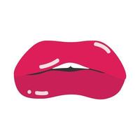 bocca e labbra pop art labbra gonfie rosse design piatto icona vettore