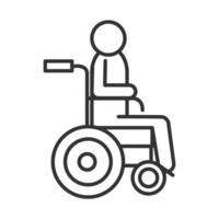 persona disabile in sedia a rotelle giornata mondiale della disabilità design lineare dell'icona vettore