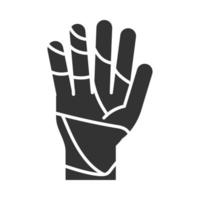disegno dell'icona della siluetta della giornata mondiale della disabilità della mano bendata vettore