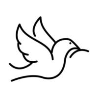 colomba volante con ramo d'ulivo design dell'icona della linea del giorno dei diritti umani vettore
