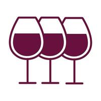bicchieri da vino bevande icona stile linea vettore