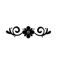 elegante cornice per bordi con decorazione di fiori e foglie icona stile silhouette vettore