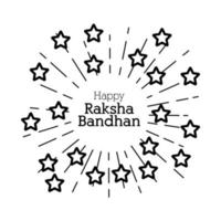 felice raksha bandhan spruzzi di fuochi d'artificio con stile linea di stelle vettore