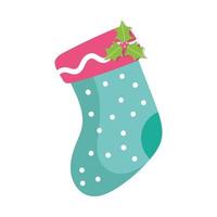 simpatico calzino natalizio con icona isolata decorazione vettore