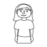 icona di stile della linea del carattere dell'avatar di giovane donna vettore