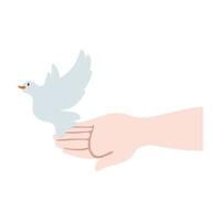 alzando la mano colomba uccello che vola pace vettore