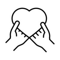 mani che tengono il cuore disegno dell'icona della linea del giorno dei diritti umani vettore