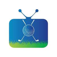 golf palla e bastoni dentro un' forma di tv vettore illustrazione