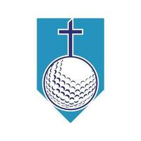 golf palla e cristianesimo attraversare dentro un' forma di unico forma vettore illustrazione