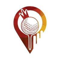 golf palla con corona dentro un' forma di perno Posizione vettore illustrazione