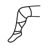 gamba umana con icona di stile della linea di benda vettore