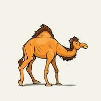 cartone animato stile Arabo cammello su bianca indietro vettore