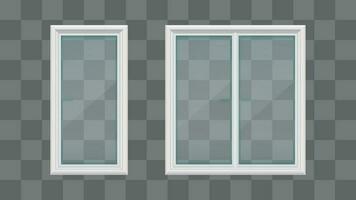 bianca colore finestre trasparente isolato su grigio vettore