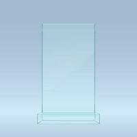 trasparente blu bicchiere vetrina su davanti Visualizza vettore