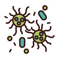 linea di particelle di virus covid19 e stile di riempimento vettore