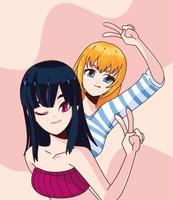 cartoni animati di ragazze manga vettore