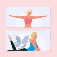 banner di posizioni yoga per donne vettore