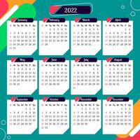 calendario 2022 con sfondo astratto colorato vettore