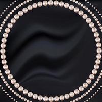cerchio cornice astratta di perle rosa su sfondo nero di seta. illustrazione vettoriale