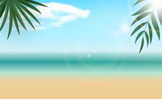 palma naturale estate mare sullo sfondo. copia spazio illustrazione vettoriale