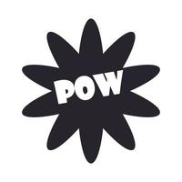 slang bolle adesivo fiore parola pow su sfondo bianco silhouette icona style vettore