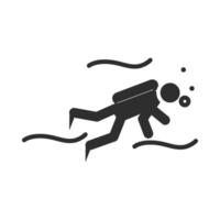 disegno dell'icona della silhouette di uno stile di vita attivo immersioni sportive estreme vettore